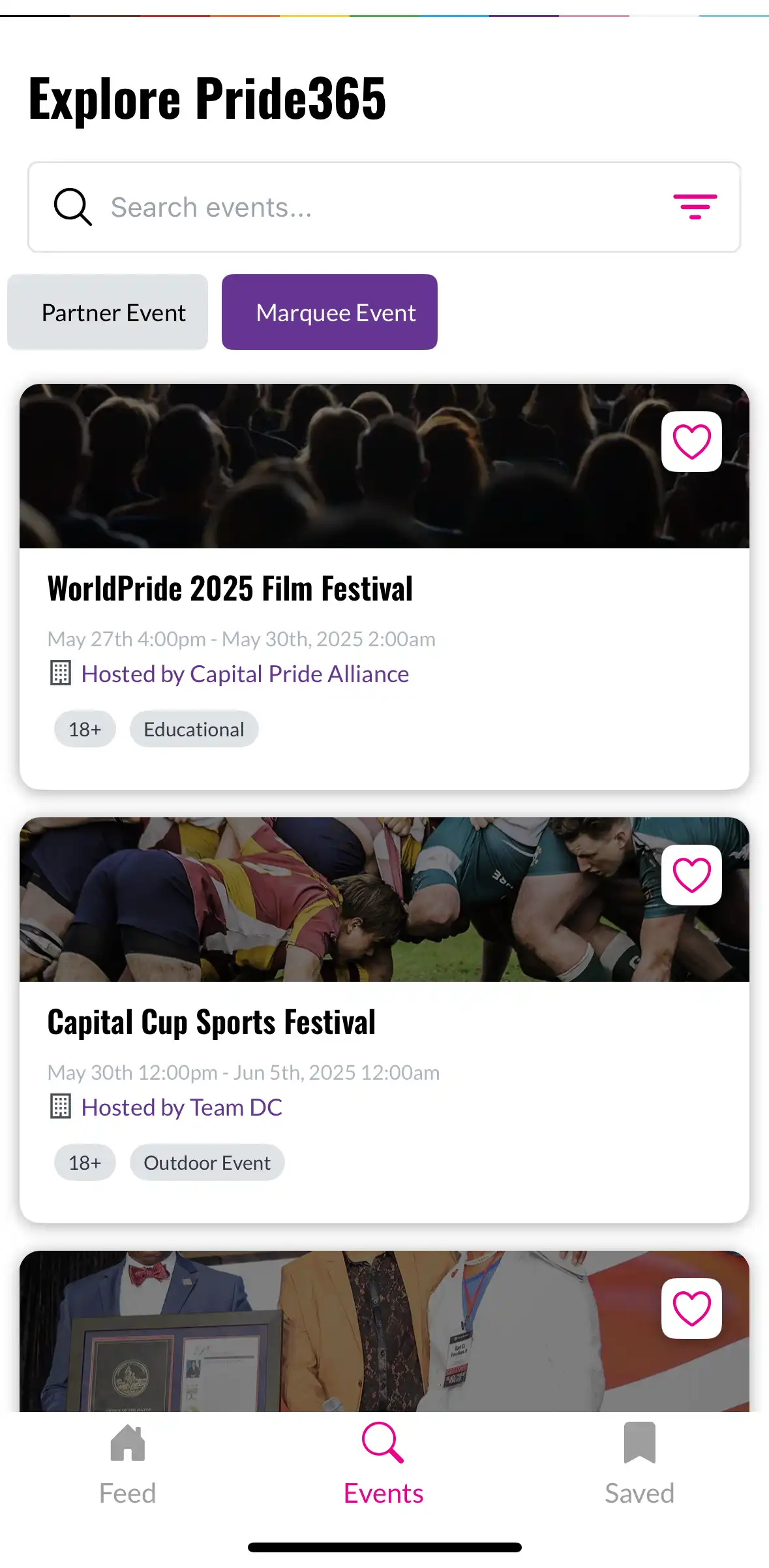 Mobile App Event List