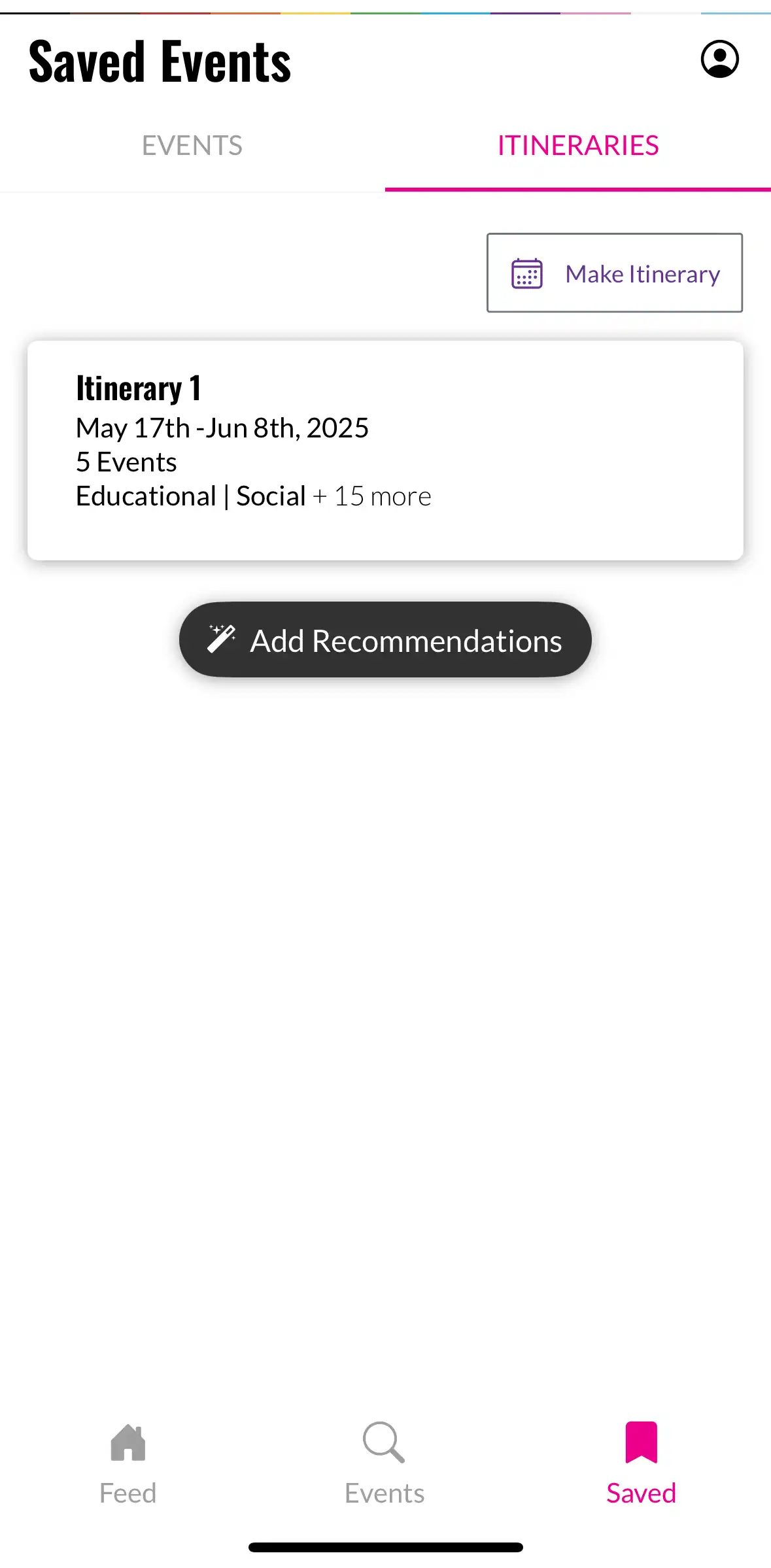Mobile App Personal Itinerary