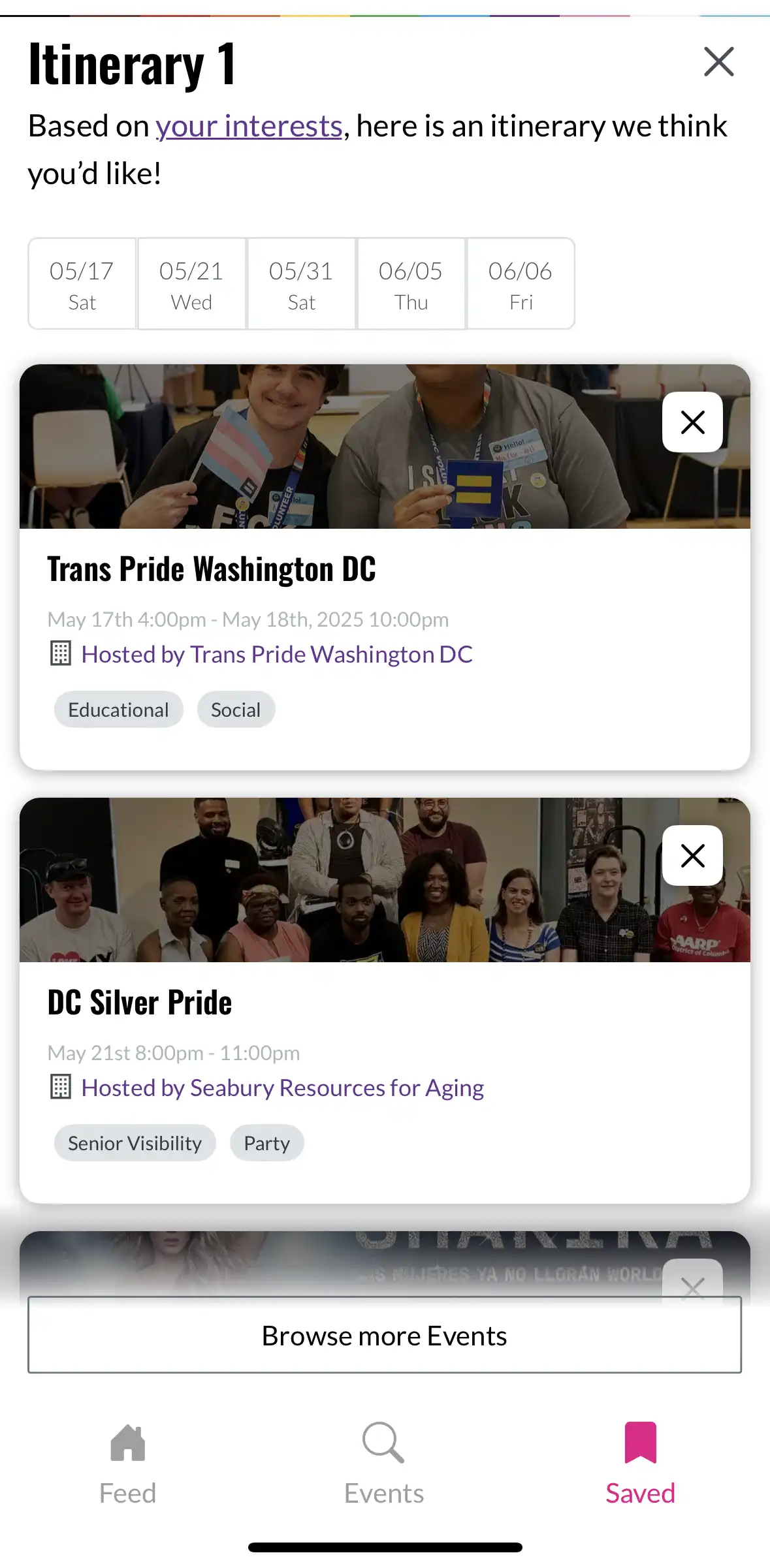 Mobile App Personal Itinerary Details